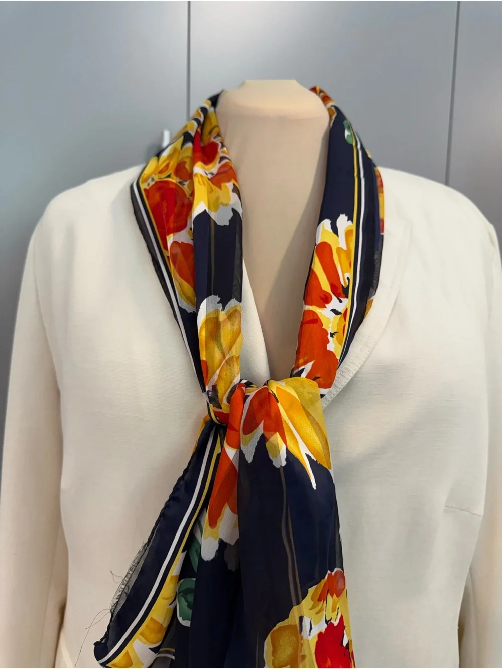 Elaine Gold lightweight floral chiffon scarf